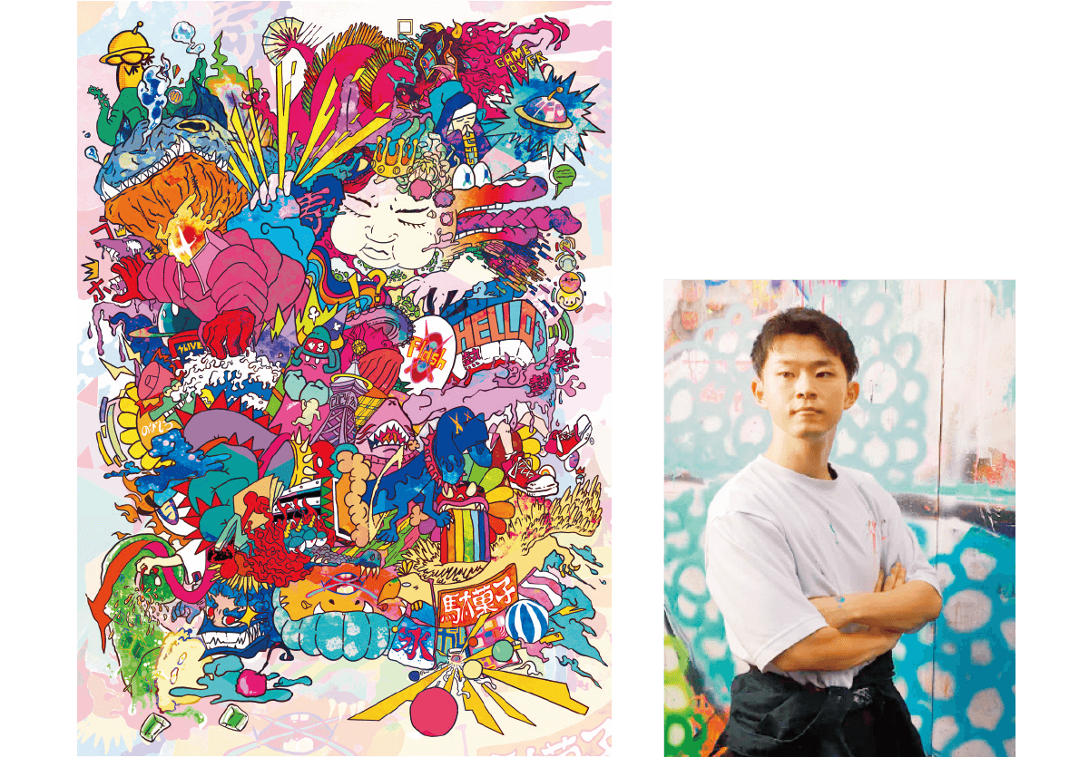 武蔵氏とアート作品