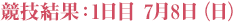 競技結果：1日目 7月8日（日）